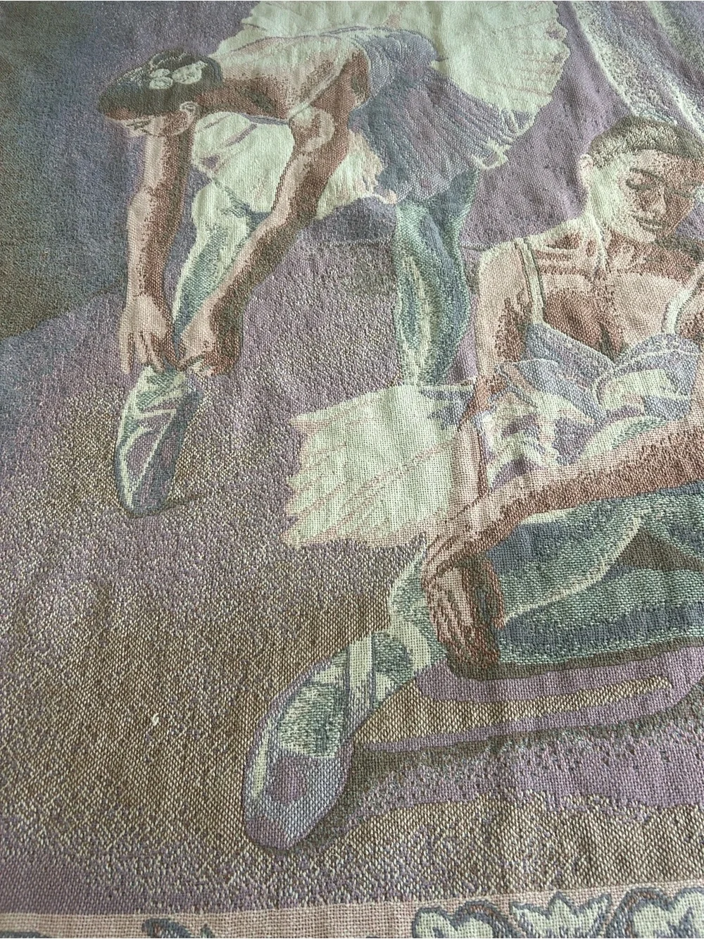 Goodwin Weavers Ballerina Tapestry Throw Blanket 100% Cotton No Stains Vintage